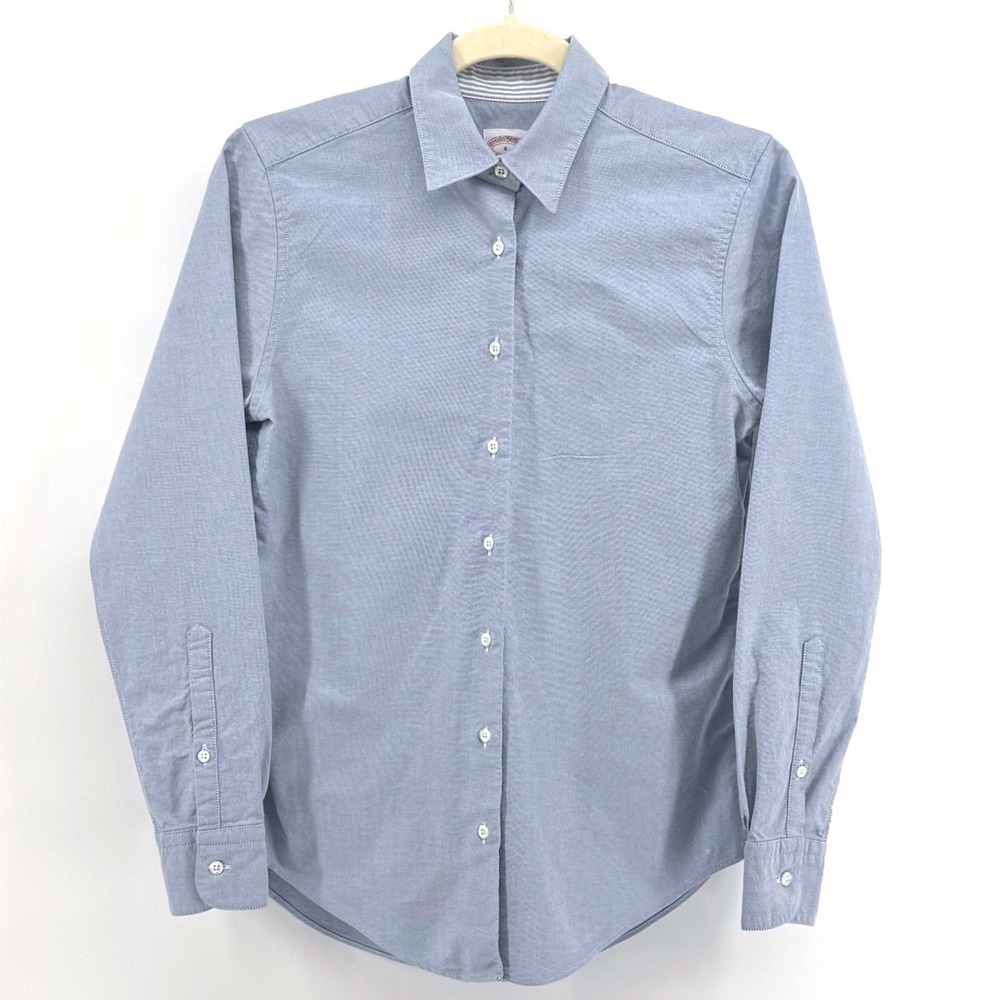 Brooks Brothers Button Down Shirt Womens 4 Blue Supima Cotton Classic Fit Luxury